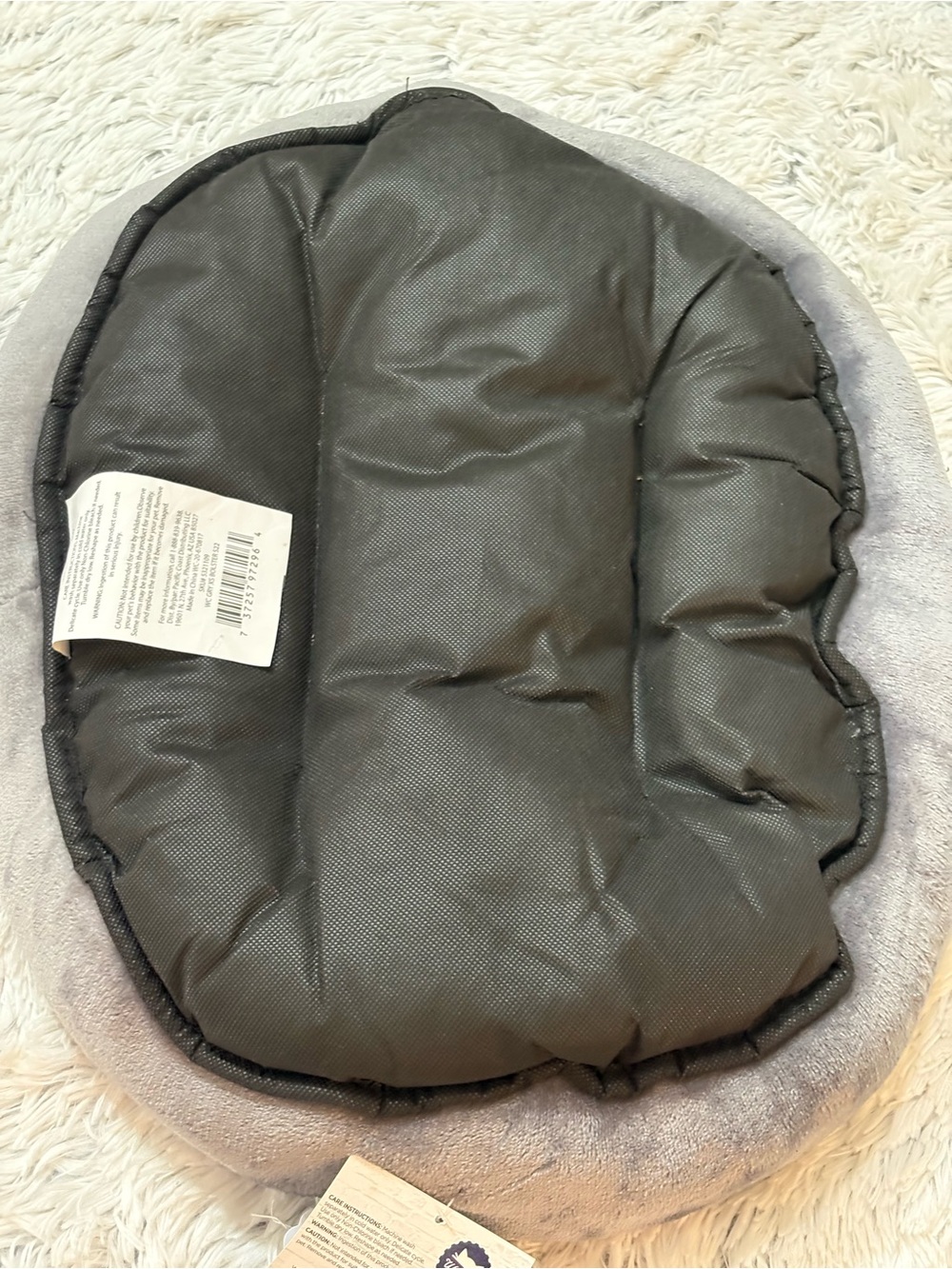 Whisker City Gray Bolster Pet Bed XS Plush Washable Cat Dog Bed 20x17 - Picture 5 of 8